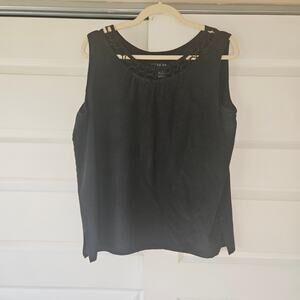 Fu Da Fine Silk Black Cut Out Neck Tank Top Size XL 100% Silk